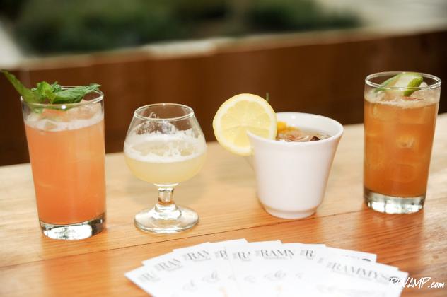 Presenting the 'Citros Gengibre', 'Alewife', 'Perennial Tea', and 'Is He Sharpe?' RAMMY cocktails.